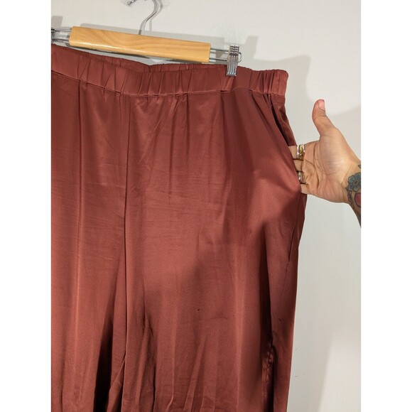 Express Womens Sleepwear Pull on Satin Wide Leg Pants Sz XL Luxe Mob Wife Mature - Picture 4 of 7